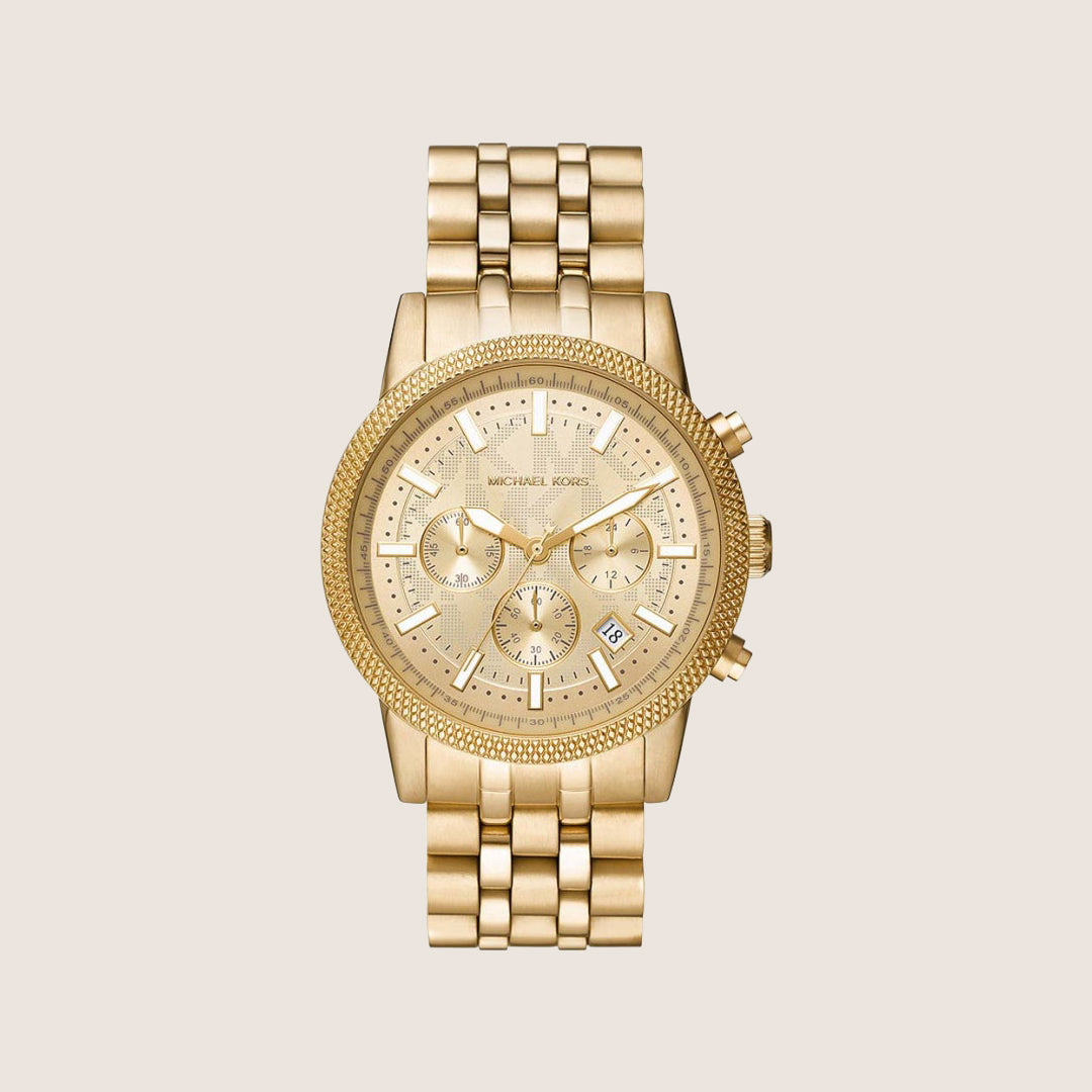 Michael Kors Men's Hutton Chronograph Gold Dial Stainless Steel Bracelet Watch MK8953