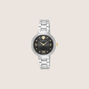 Versace Ladies Greca Watch Black Dial Silver Bracelet Classic Design VE2K00521