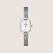 Daniel Wellington Women's Quadro Mini Lumine Silver Crystal White Dial Watch DW00100732