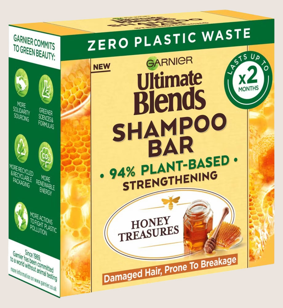 Garnier Ultimate Blends Honey Treasures Strengthening Shampoo Bar for Damaged Hair 60g