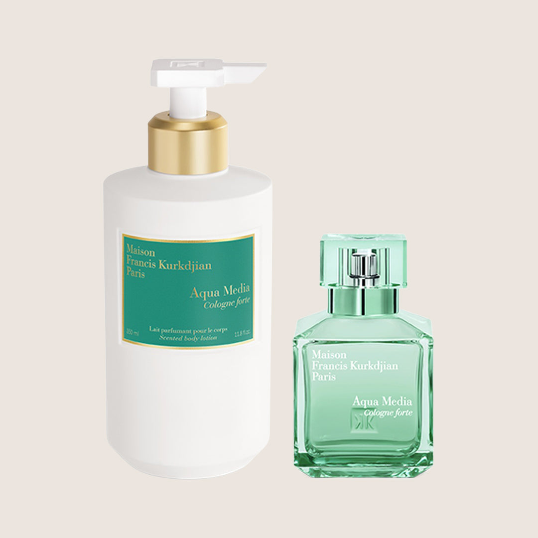 Maison Francis Kurkdjian Unisex Aqua Media Cologne Forte Scented Body Lotion and Eau de Parfum Citrus Duo Set