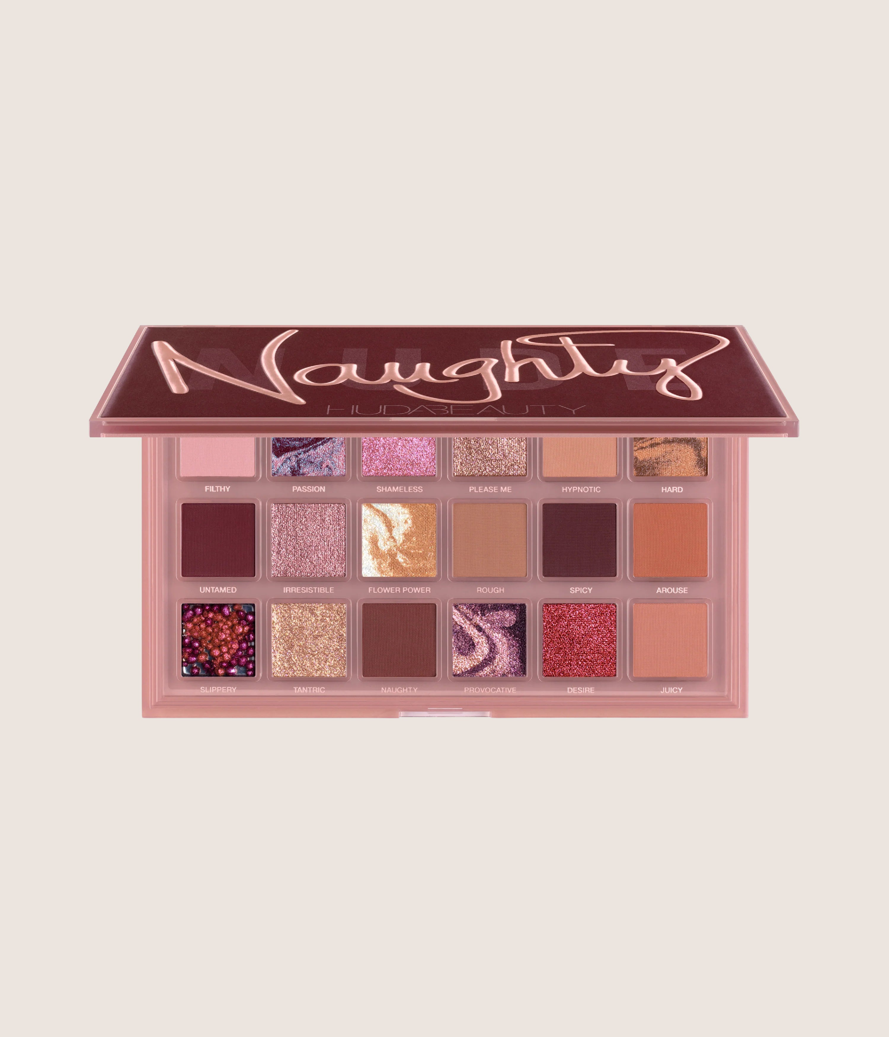 Huda Beauty Naughty Nude Eyeshadow Palette 18-Shade Sensual Matte Metallic & Marble Cream 16.8g