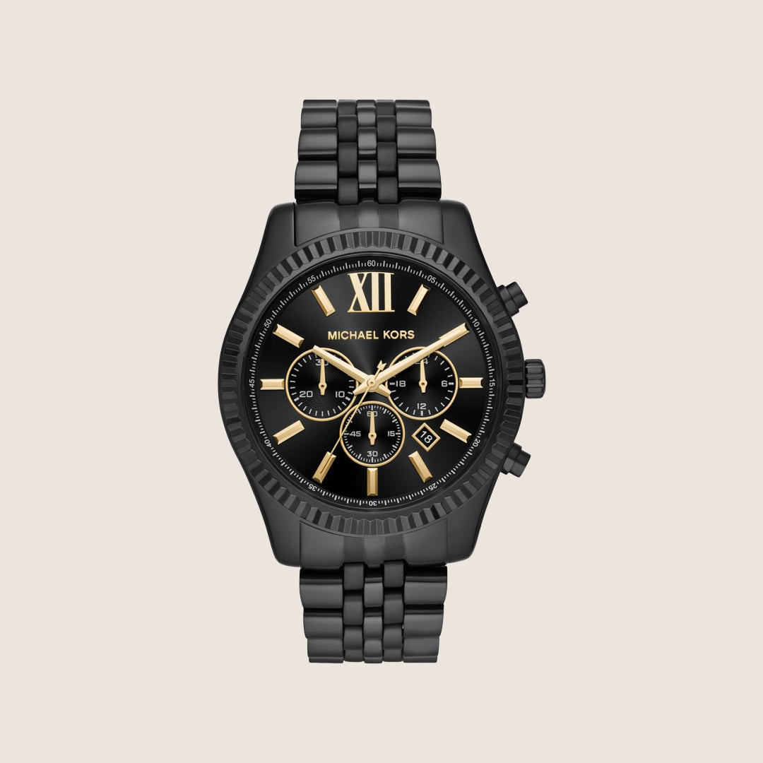 Michael Kors Men's Lexington Chronograph Black Dial Two-Tone Stainless Steel Watch MK8603
