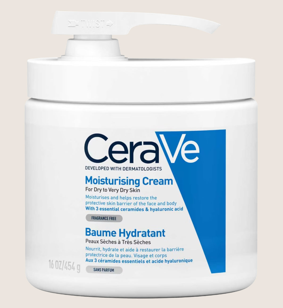 CeraVe Moisturising Cream Pump with Hyaluronic Acid & Ceramides for Dry to Very Dry Skin 454g