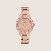 Fossil Women's Jesse Rose Gold Crystal Bracelet Analogue Watch ES3020