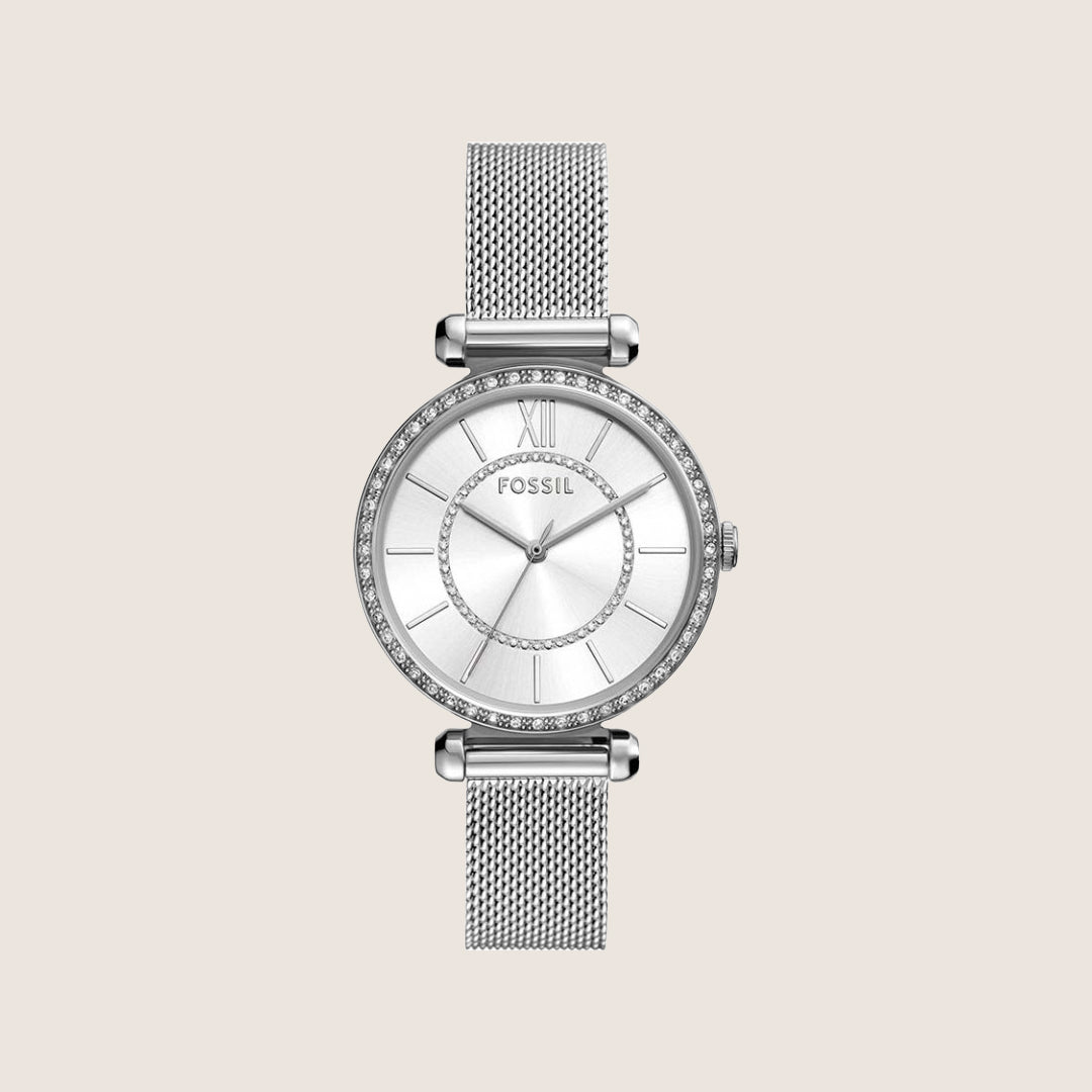 Fossil Women's Tillie Silver Crystal Bracelet Analogue Watch BQ3988