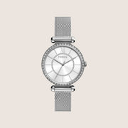 Fossil Women's Tillie Silver Crystal Bracelet Analogue Watch BQ3988