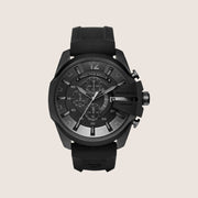 Diesel Mens Mega Chief Chronograph Black Silicone Strap Watch DZ4378