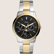 Fossil Men's Neutra Black Dial Two-Tone Bracelet Watch FS5906
