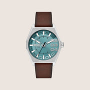 Diesel Mens Scraper Analogue Blue Dial Brown Leather Strap Watch DZ2174