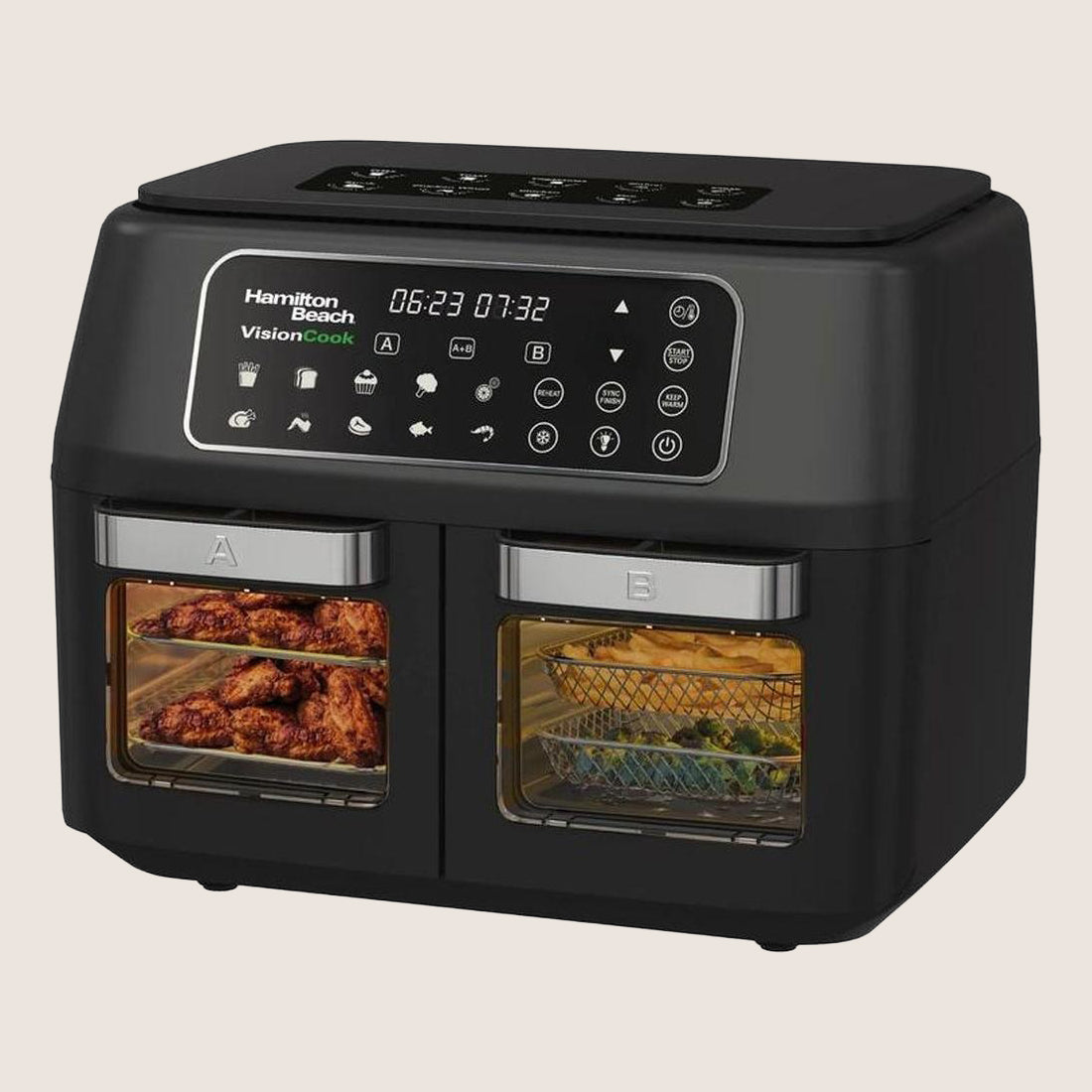 HAMILTON BEACH VisionCook HB2116A Dual Air Fryer with Viewing Window 11L - Black