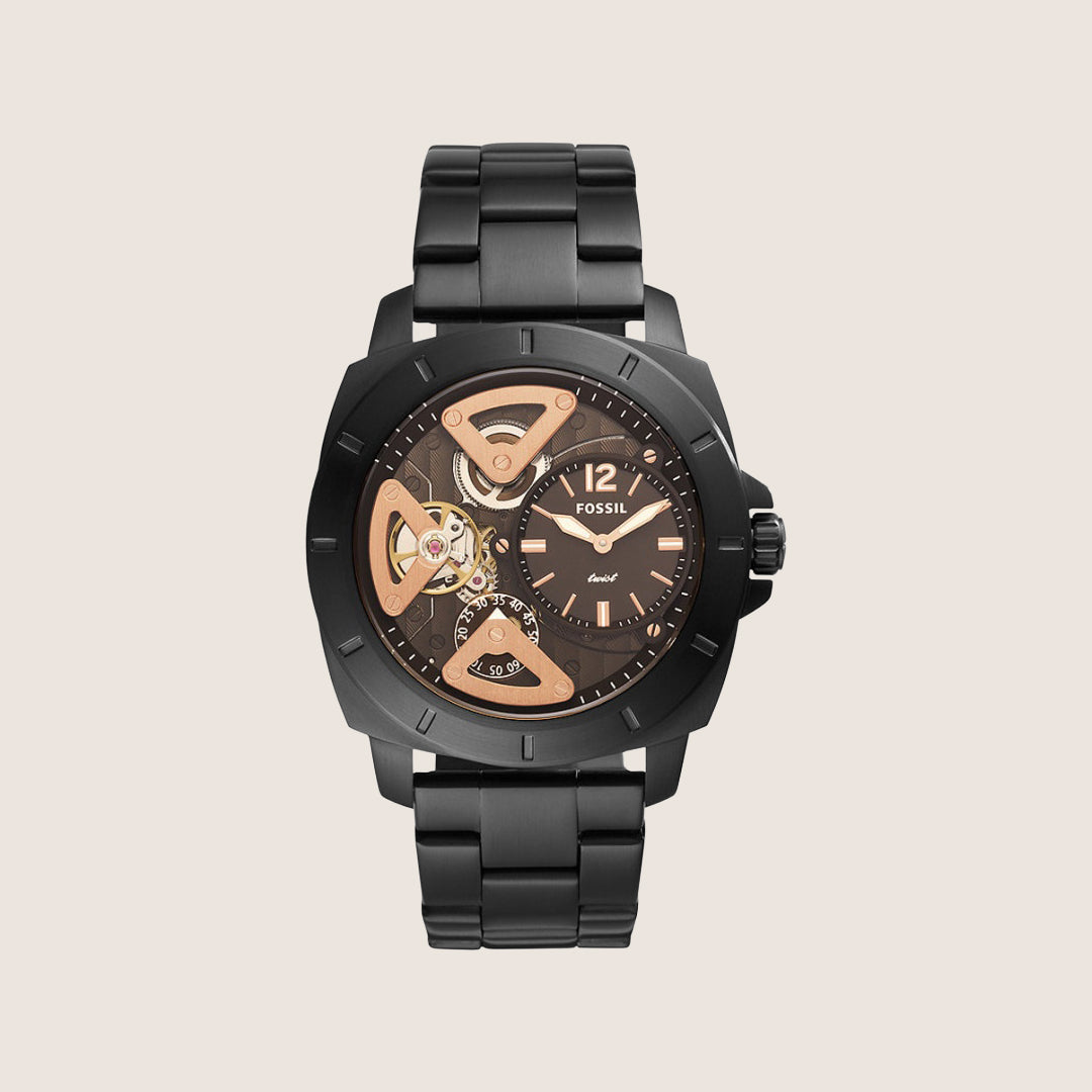 Fossil Mens Privateer Black Cushion Watch BQ2788
