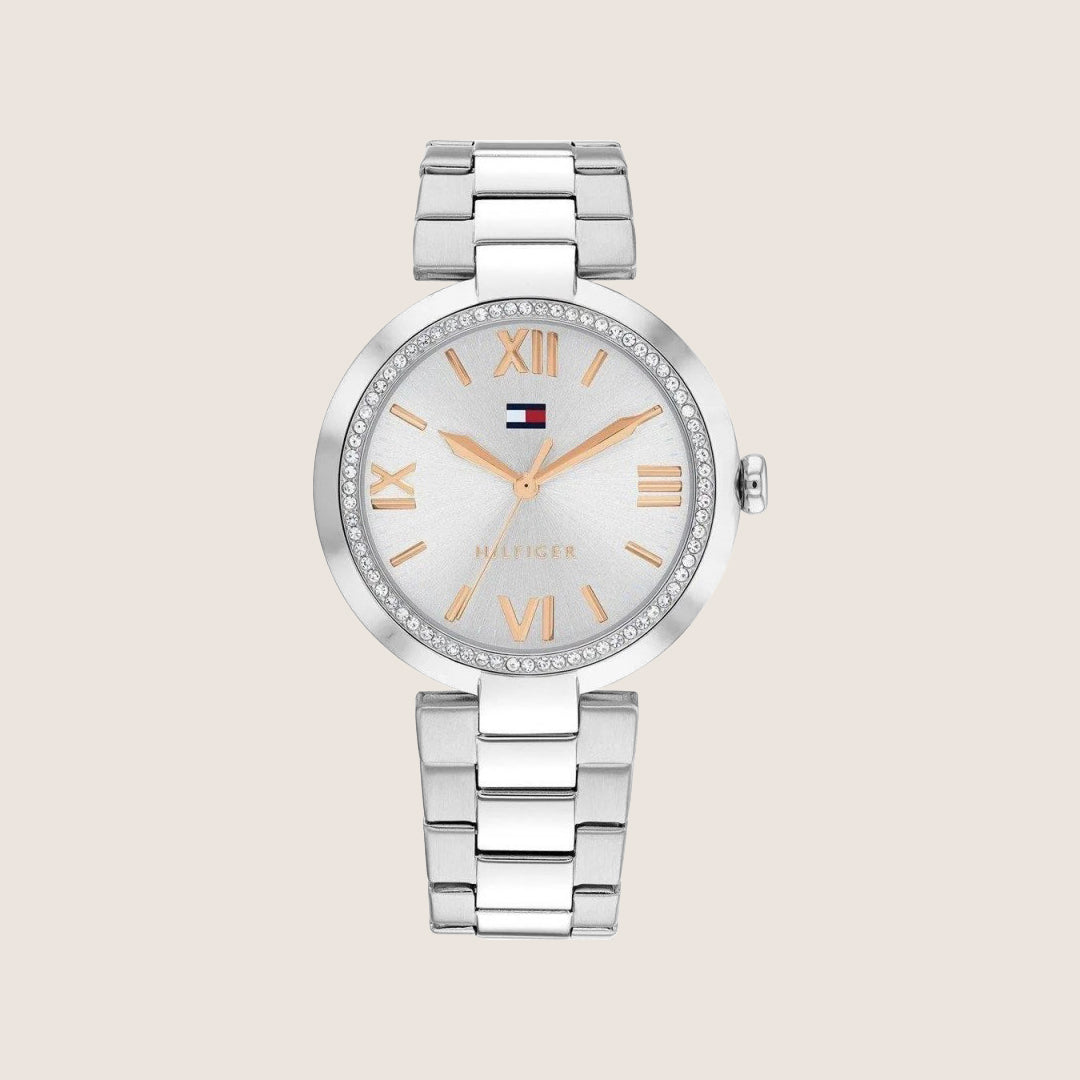 Tommy Hilfiger Women's Classic Silver Dial Stainless Steel Bracelet 1782681