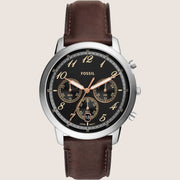 Fossil Men's Neutra Black Dial Brown Leather Watch FS6024