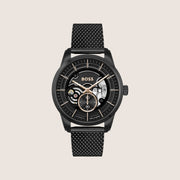 BOSS Men's Automatic Skeleton Transparent Black Dial Bracelet Watch 1514035