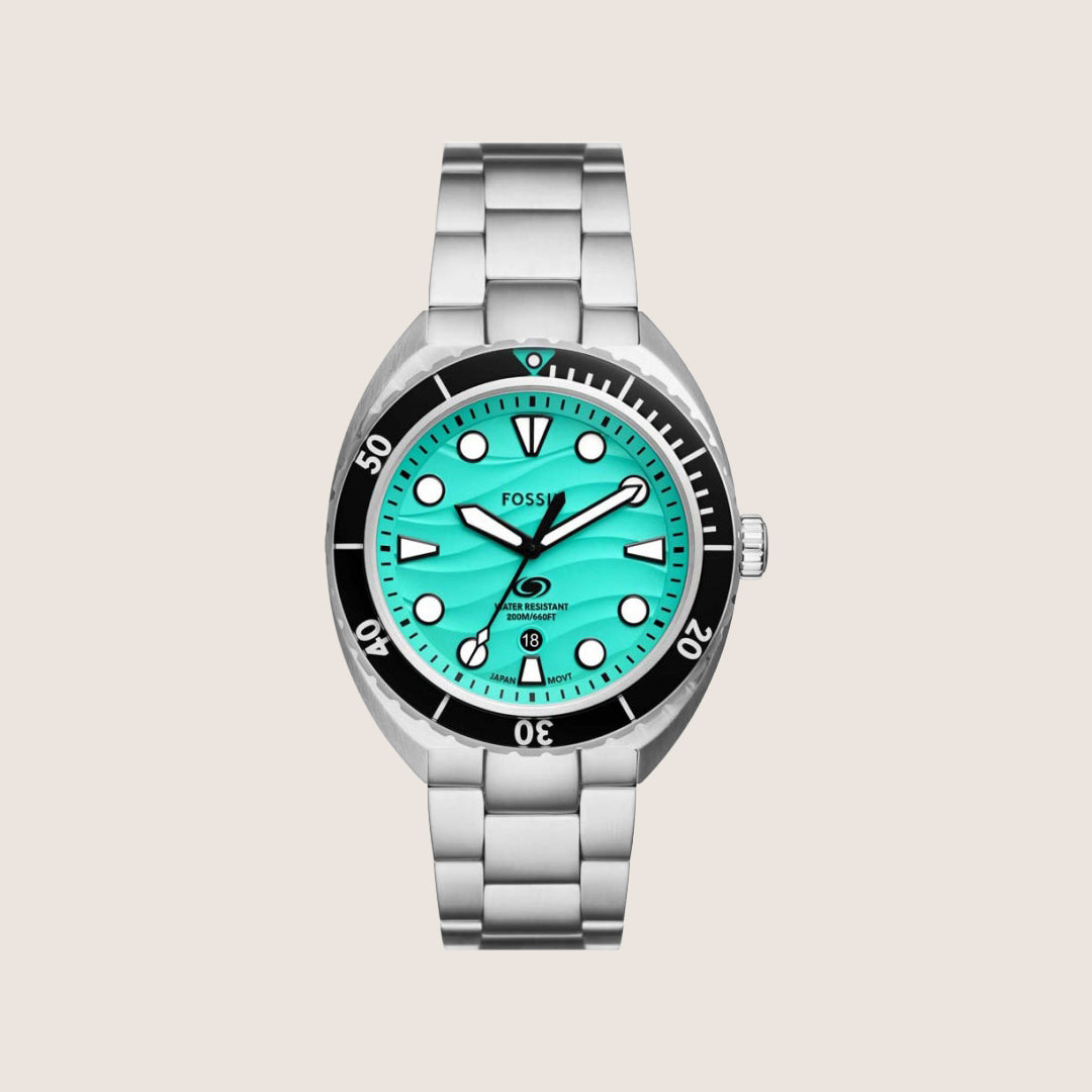 Fossil Mens Breaker Green Dial Two Tone Watch FS6066