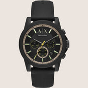 Armani Exchange Mens Dress Watch Black Silicone Strap AX1343