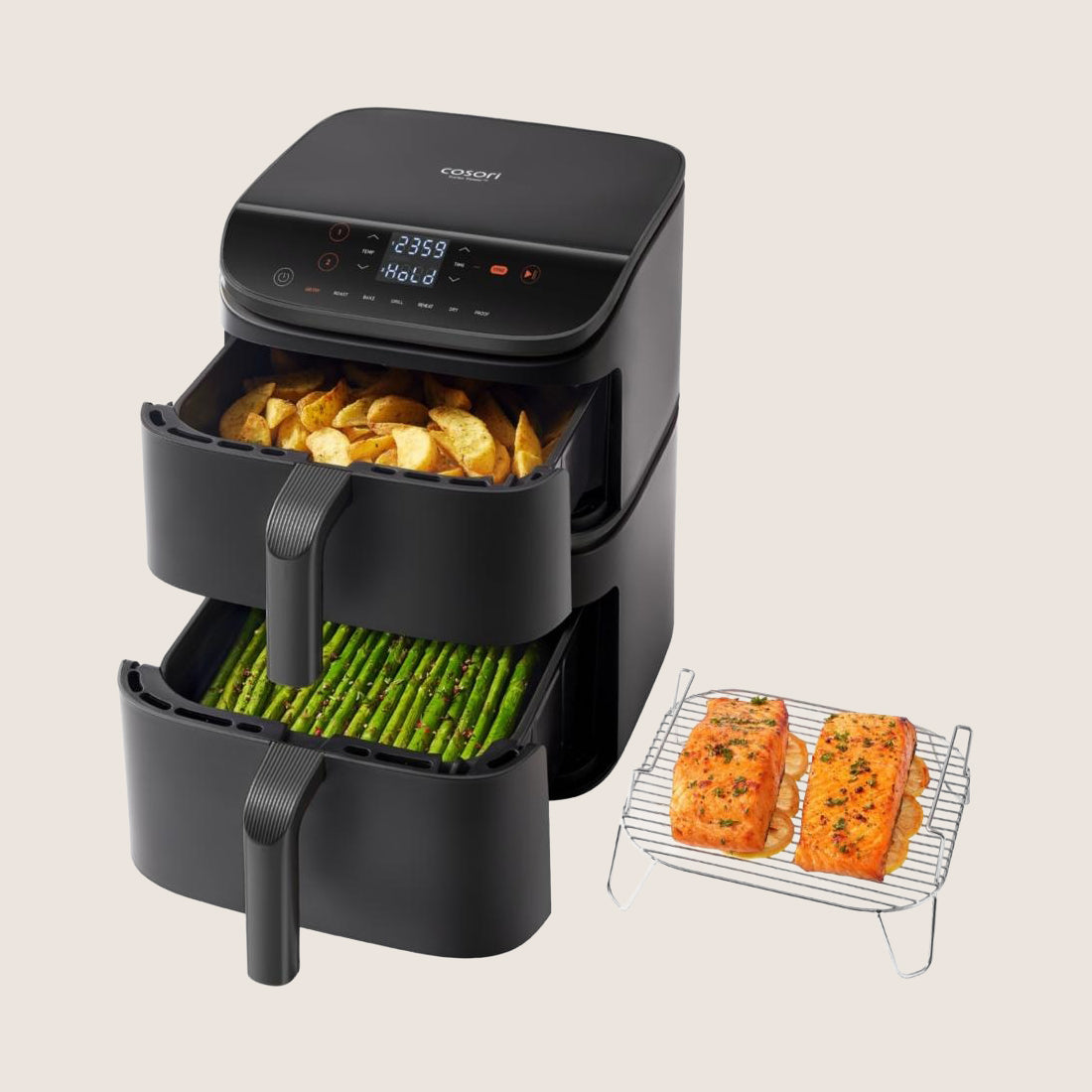 COSORI Turbo Tower Dual Air Fryer with Dehydrate Function 10.8L - Black