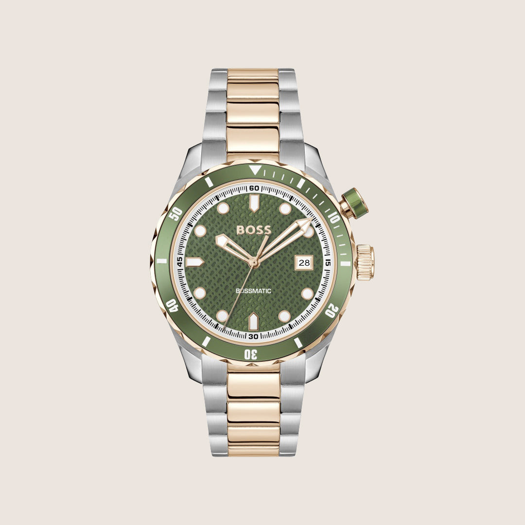 BOSS Men's Bossmatic Automatic Green Dial Two-Tone Bracelet Watch 1514181