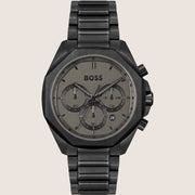 BOSS Men's Chronograph Black Dial All-Black Tachymeter Steel Watch 1514016