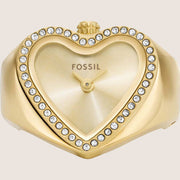 Fossil Watch Ring Gold Analogue Statement Piece ES5407