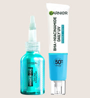 Garnier L'Oréal Bright Reveal Niacinamide Exfoliate & Garnier BHA+Niacinamide Daily UV Fluid SPF50 40ml Duo Sun Cream Set