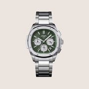 Rotary Mens Apex 100 Chronograph Green Dial Silver Bracelet Bold Sport Watch RGB10029-24