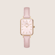 Daniel Wellington Women's Quadro Rose Gold Leather Pink Dial Watch DW00100636