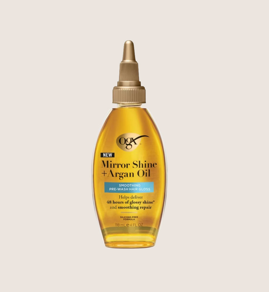 OGX Mirror Shine + Argan Oil Pre-Wash 48H Gloss Treatment 4x Smoother Hair 118ml