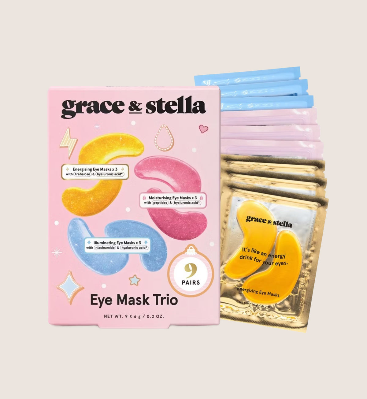 Grace & Stella Eye Mask Trio 9 Pairs Skincare Gift Set For Her