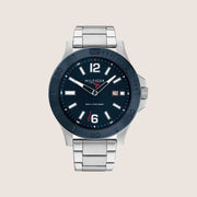 Tommy Hilfiger Men's Watch Blue Dial Date Silver Bracelet 1791994