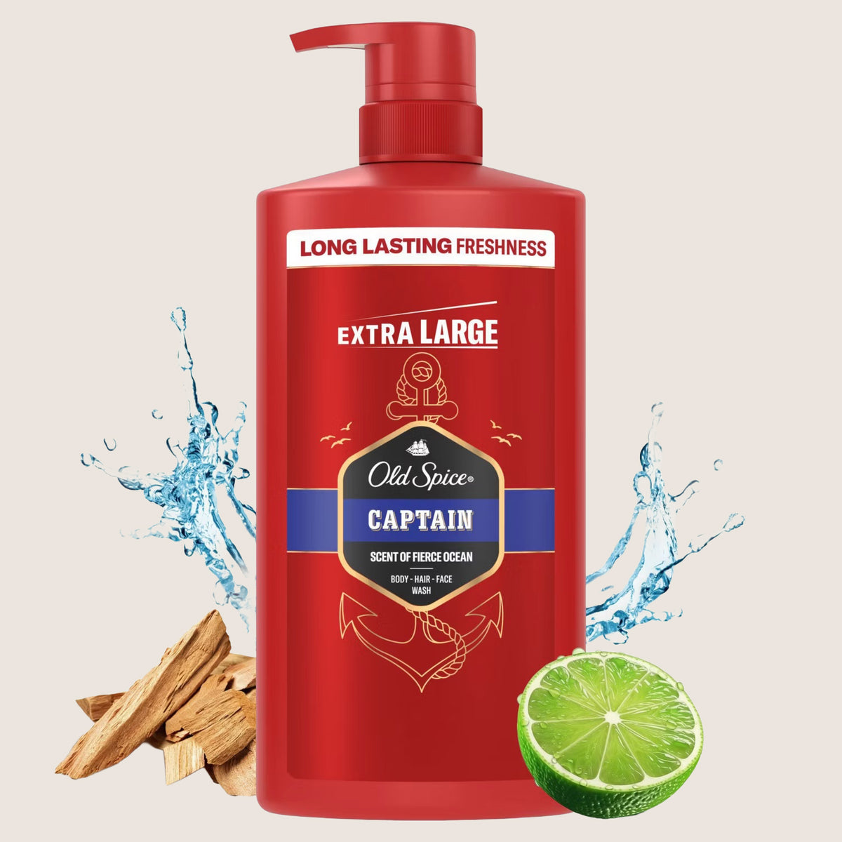 Old Spice Captain Shower Gel & Shampoo 3-in-1 Wash 800ml
