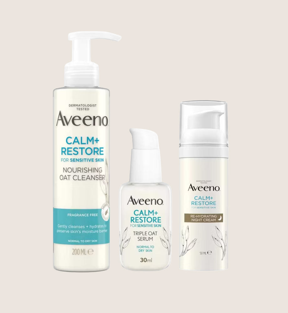 Aveeno Face Calm and Restore Night Nourish Routine Bundle Premium Skincare