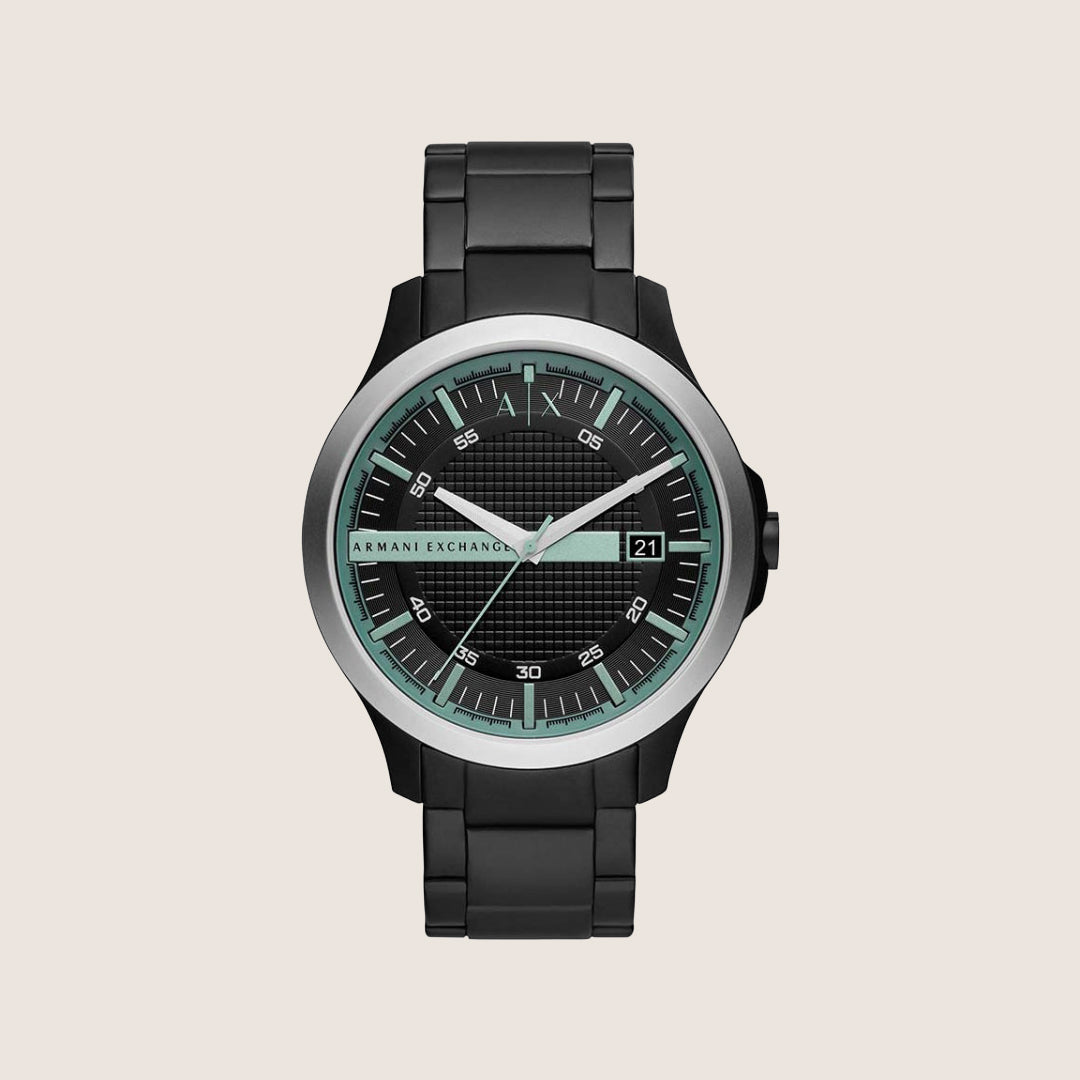 Armani Exchange Men's Dress Watch Black Dial Black Steel Bracelet Durable AX2439