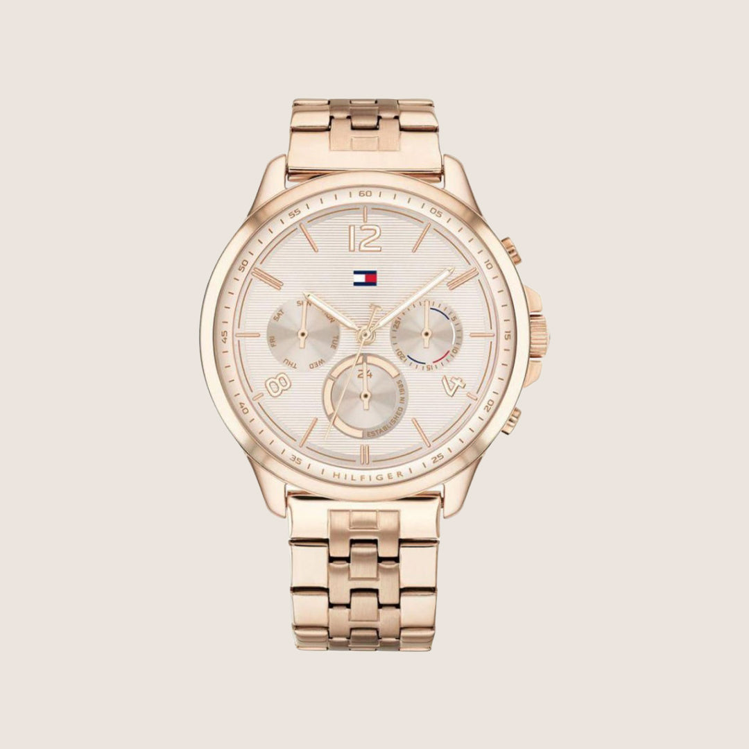 Tommy Hilfiger Women's Harper Chronograph Rose Gold Dial Steel Bracelet 1782224