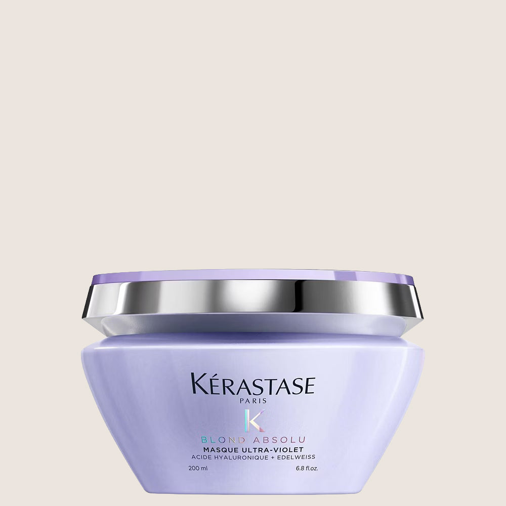 Kérastase Blond Absolu, Anti-Brass Purple Hair Mask, For Lightened & Highlighted Cool Blonde Hair, Masque Ultra Violet, Deep Nourishment Mask 200ml