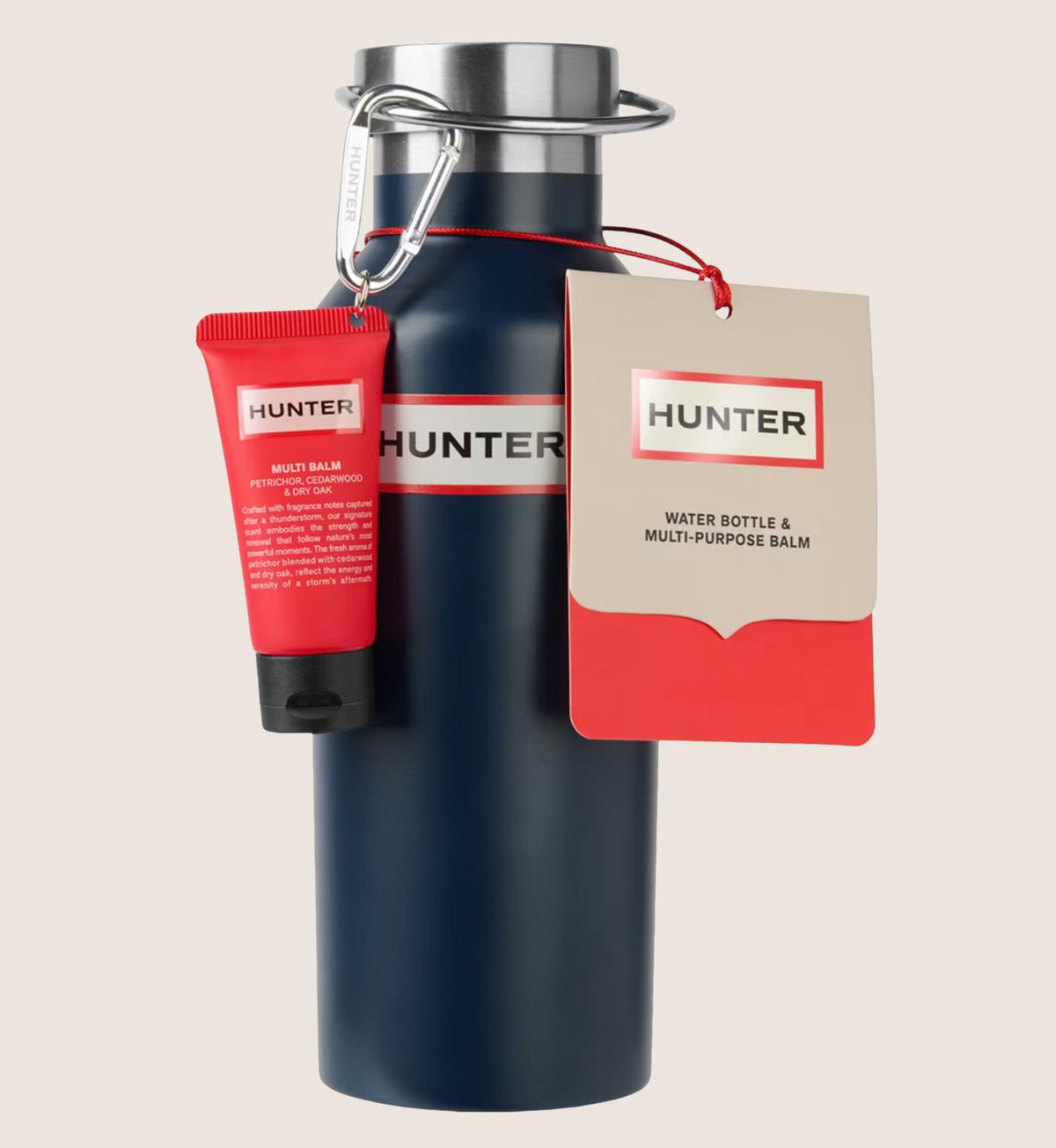 Hunter Water Bottle & Multipurpose Balm Set with Carabiner Clip