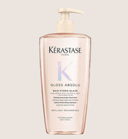 Kérastase Gloss Absolu Refillable Shampoo for All Hair Types, with Glycolic Acid, Hyaluronic Acid & Wild Rose Cleansing Formula 500ml