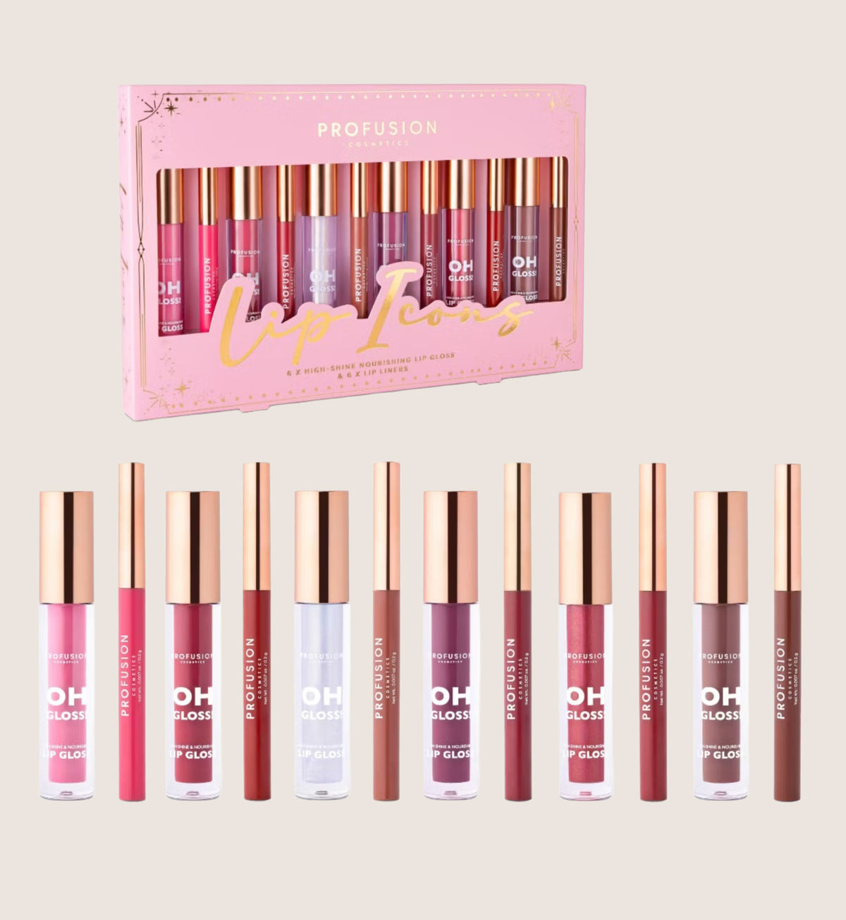 Profusion Lip Icons 12 Piece Beauty Gift Set For Her