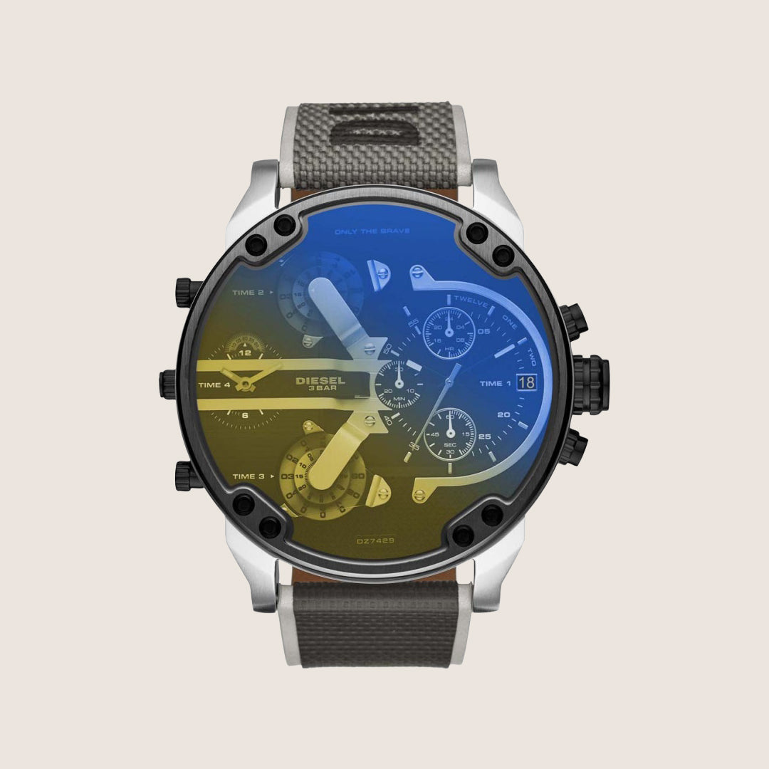 Diesel Mens Mr Daddy 2.0 Chronograph Multicolour Dial Textile Strap Watch DZ7429