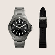 Fossil Mens Bannon Black Dial Watch and Strap Gift Set BQ2785SET