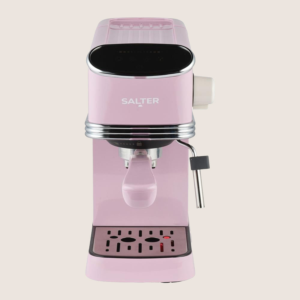 SALTER EK6185 Espresso Coffee Machine 20-Bar Steam Wand Single & Double Shot 1.35L - Pink