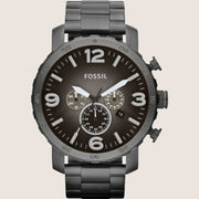 Fossil Men's Nate Black Dial Gunmetal Chronograph Watch JR1437