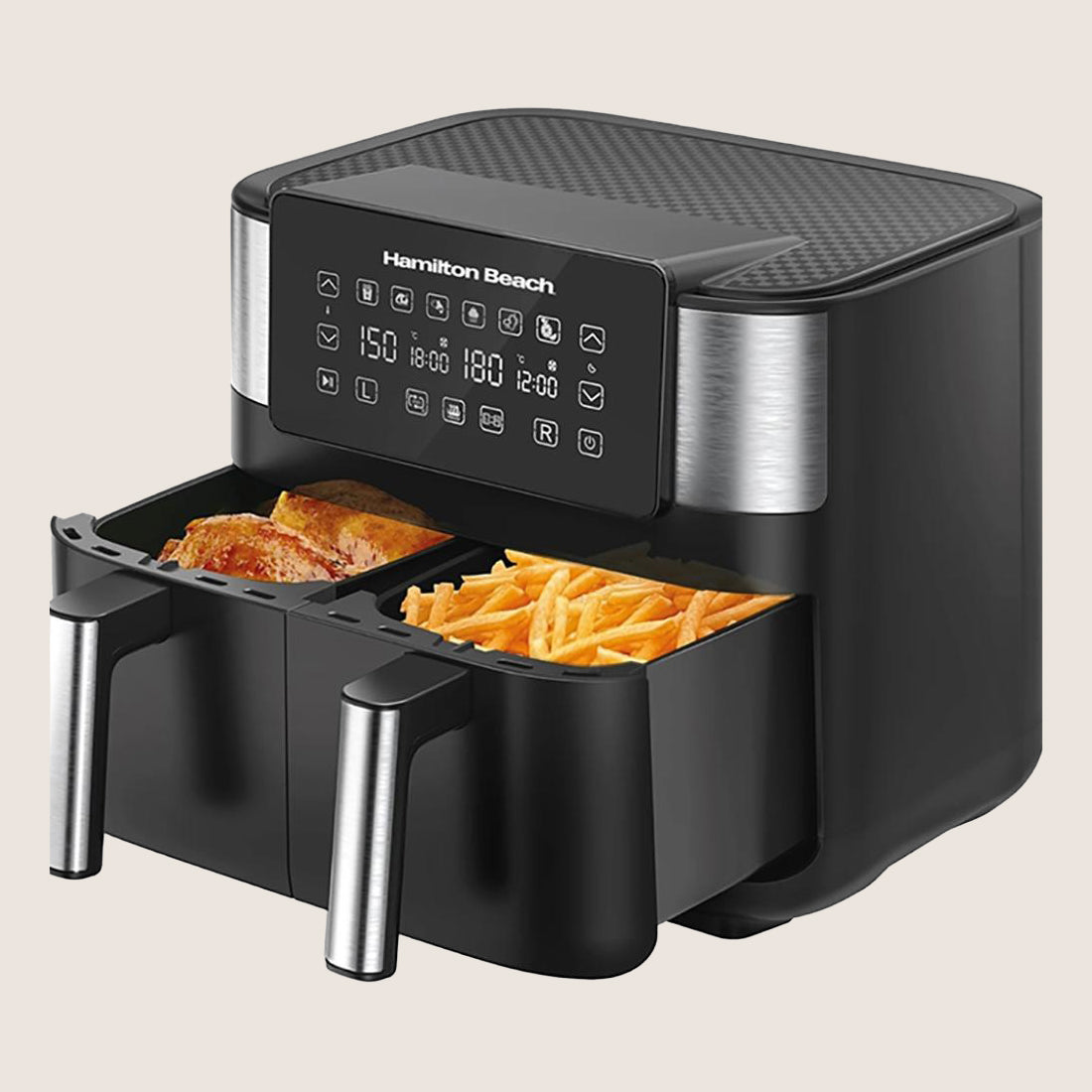 HAMILTON BEACH HealthyCook HB4006 Dual Air Fryer 2850W 8L - Black & Silver