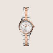 Fossil Women's Rye Two-Tone Silver Date Bracelet Analogue Watch BQ3928