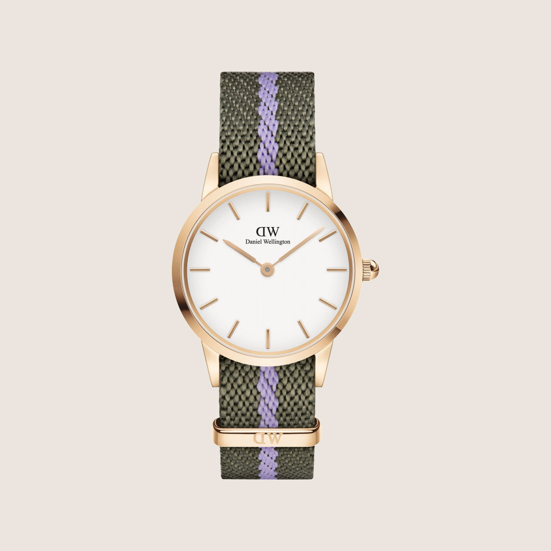 Daniel Wellington Women's Iconic Rose Gold Textile White Dial Watch DW00100680