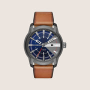 Diesel Mens Armbar Analogue Blue Dial Brown Leather Strap Watch DZ1784
