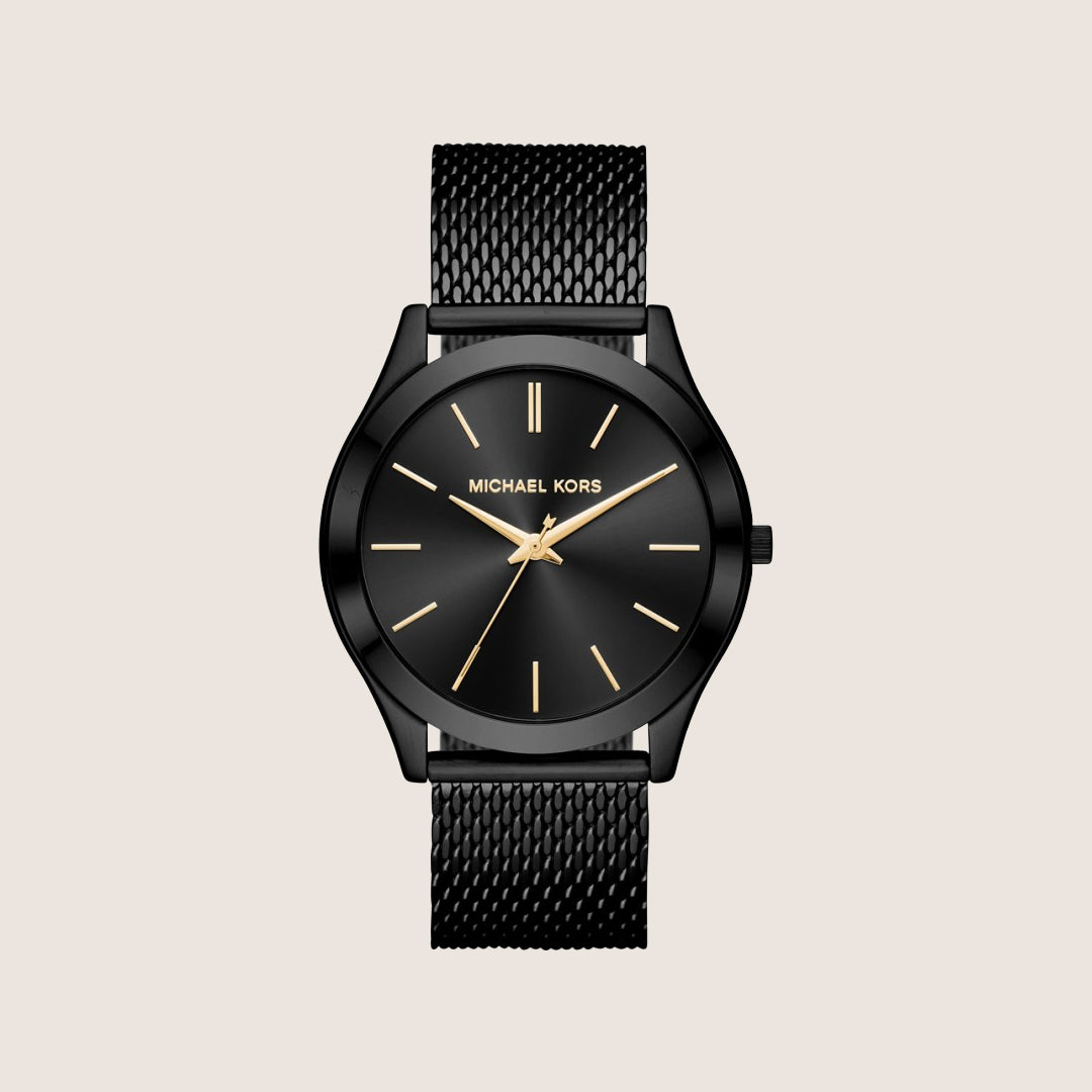 Michael Kors Men's Slim Runway Black Dial All-Black Stainless Steel Watch MK8607