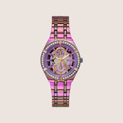 Guess Women's Allara Watch Crystal-Set Transparent, Purple Dial GW0604L4