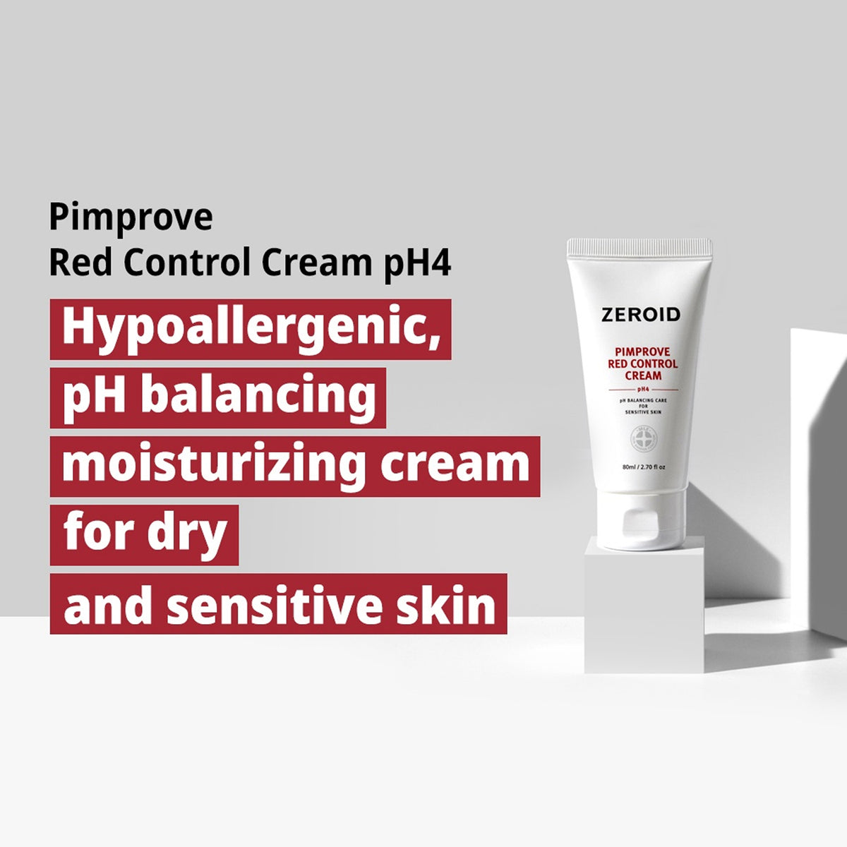 ZEROID Pimprove Red Control Cream pH4 80ml Set (+ Gel Cleanser 25ml)